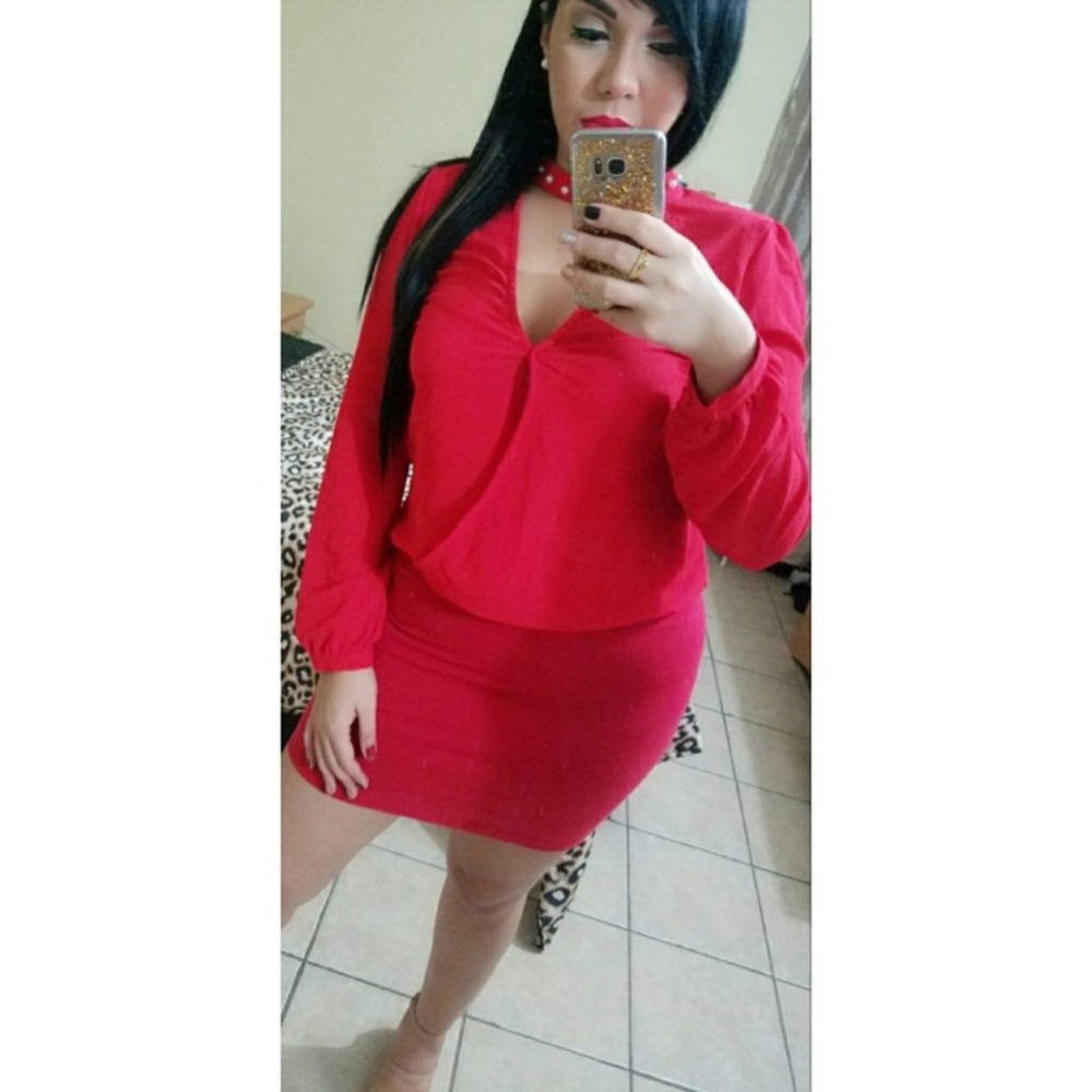 Long sleeve blouse in Red